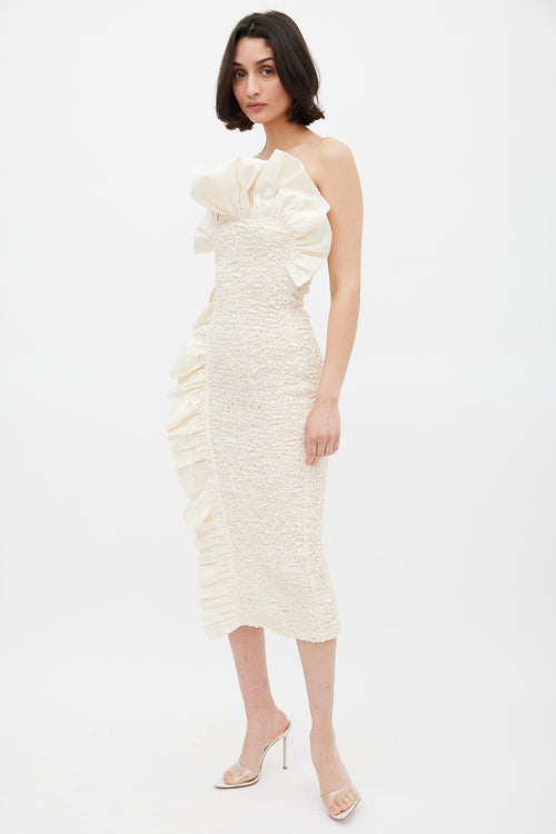 Mara Hoffman Cream Cotton Ruffled Kana Midi Dress