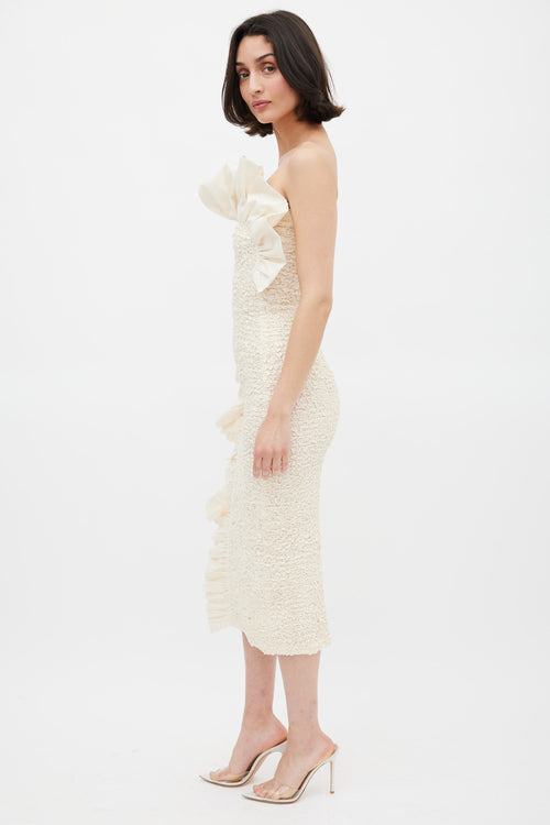 Mara Hoffman Cream Cotton Ruffled Kana Midi Dress