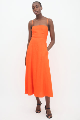 Mara Hoffman Orange Linen Midi Dress