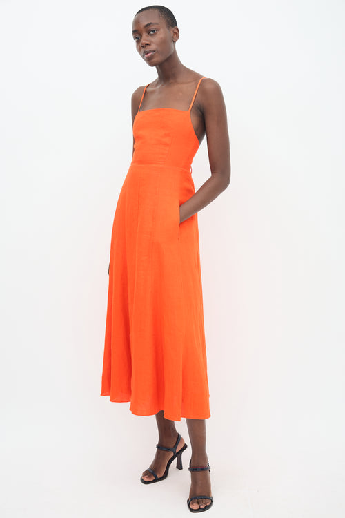 Mara Hoffman Orange Linen Midi Dress