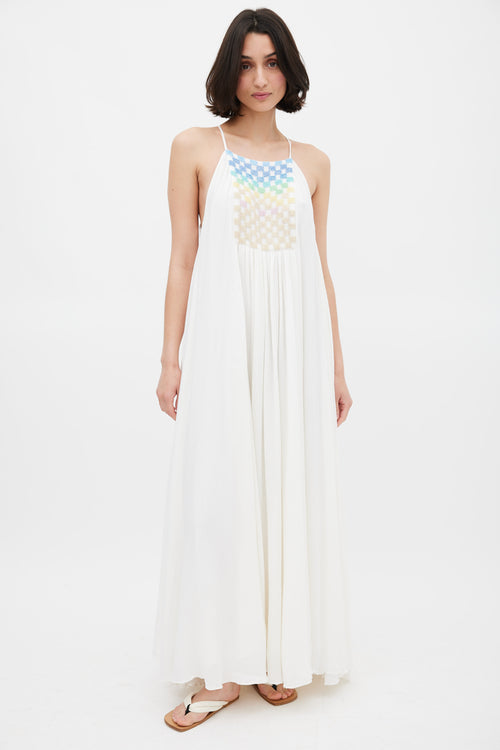 Mara Hoffman White 
Multicolour Beaded Trapeze Dress