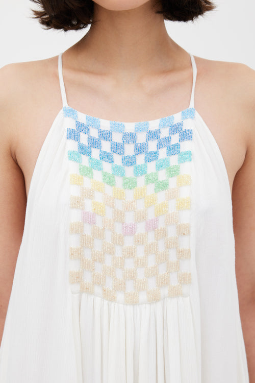 Mara Hoffman White 
Multicolour Beaded Trapeze Dress