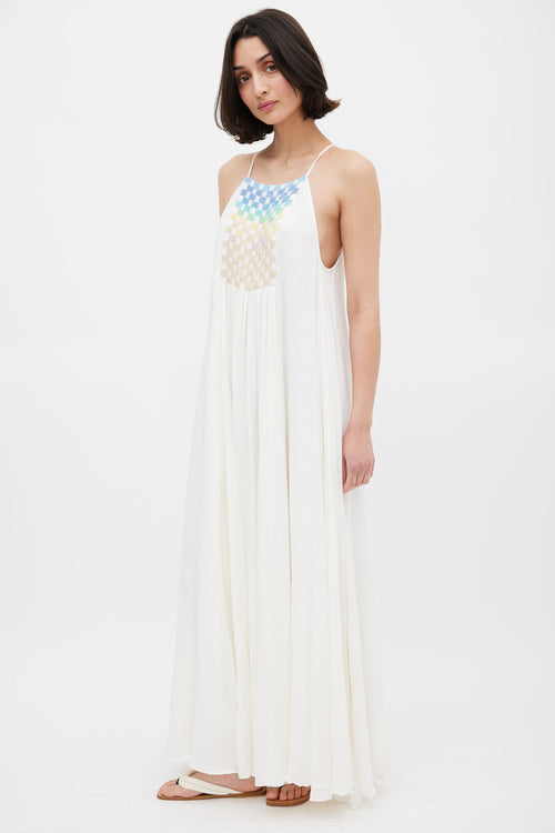 Mara Hoffman White 
Multicolour Beaded Trapeze Dress