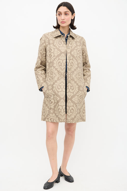 Marc Jacobs Beige 
Taupe Paisley Trench Coat