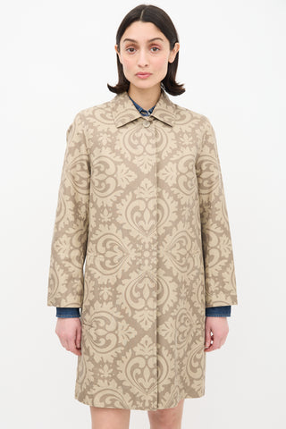 Marc Jacobs Beige 
Taupe Paisley Trench Coat