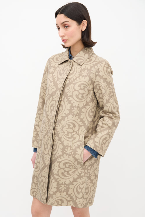 Marc Jacobs Beige 
Taupe Paisley Trench Coat