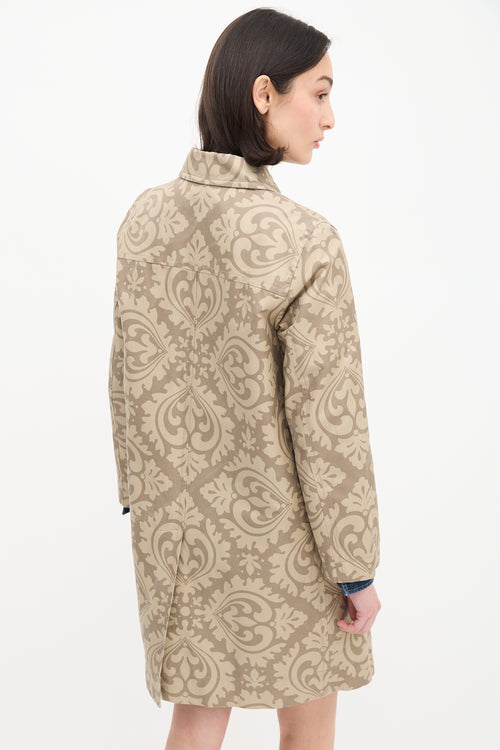 Marc Jacobs Beige 
Taupe Paisley Trench Coat