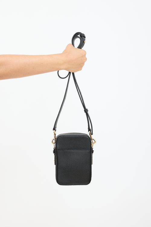 Black Pebbled Leather Crossbody Bag