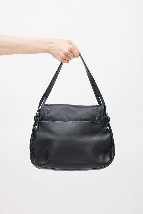 Marc Jacobs Black 
Gold Leather Contrast Stitch Bag