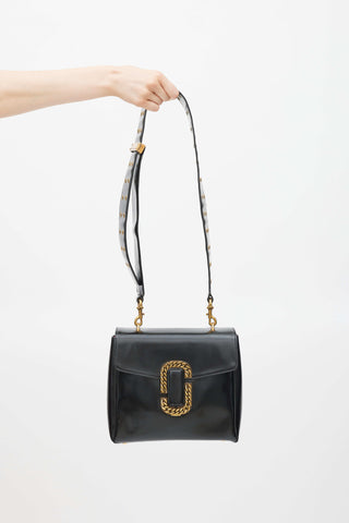 Marc Jacobs Black 
Gold Leather St. Marc Bag