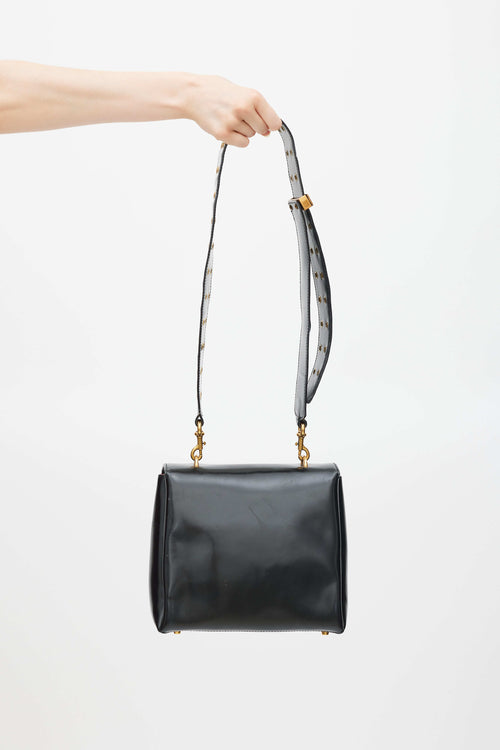 Marc Jacobs Black 
Gold Leather St. Marc Bag