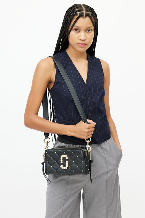 Marc Jacobs Black 
Gold Quilted Snapshot Bag