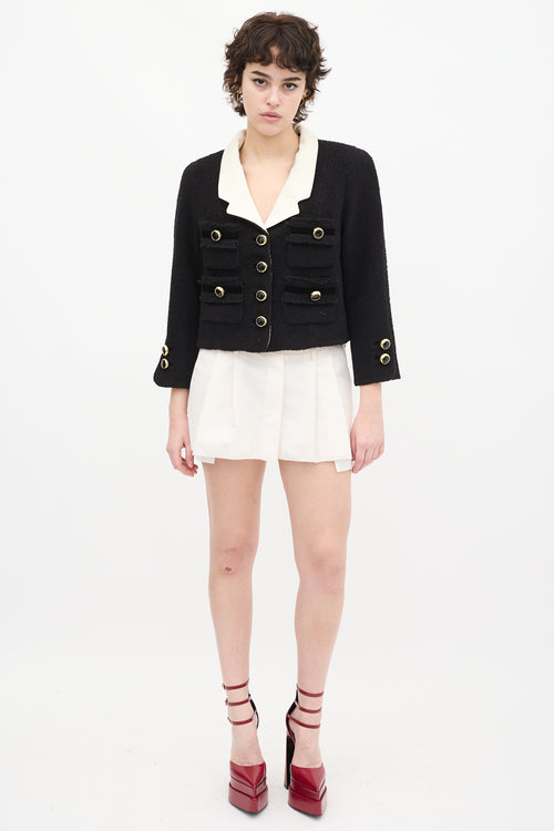 Marc Jacobs Runway Black Wool 
Cream Silk Jacket