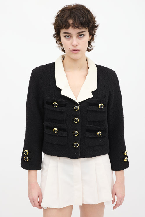 Marc Jacobs Runway Black Wool 
Cream Silk Jacket