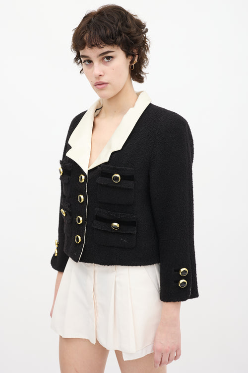 Marc Jacobs Runway Black Wool 
Cream Silk Jacket