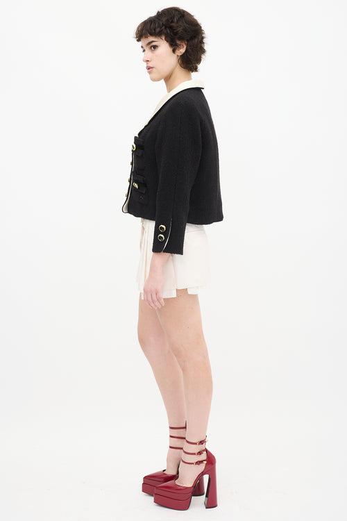 Marc Jacobs Runway Black Wool 
Cream Silk Jacket