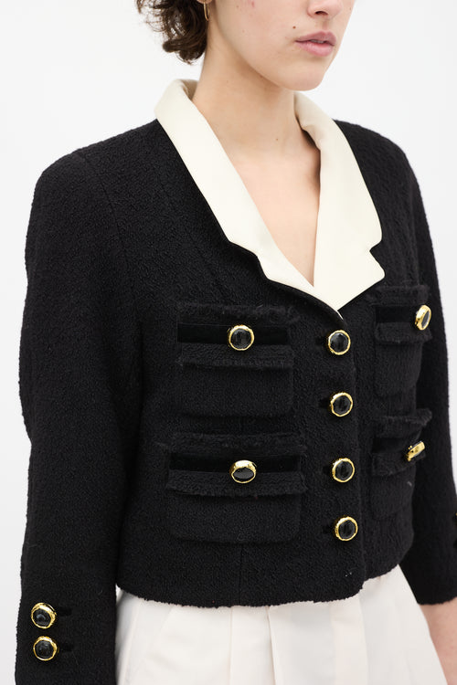 Marc Jacobs Runway Black Wool 
Cream Silk Jacket