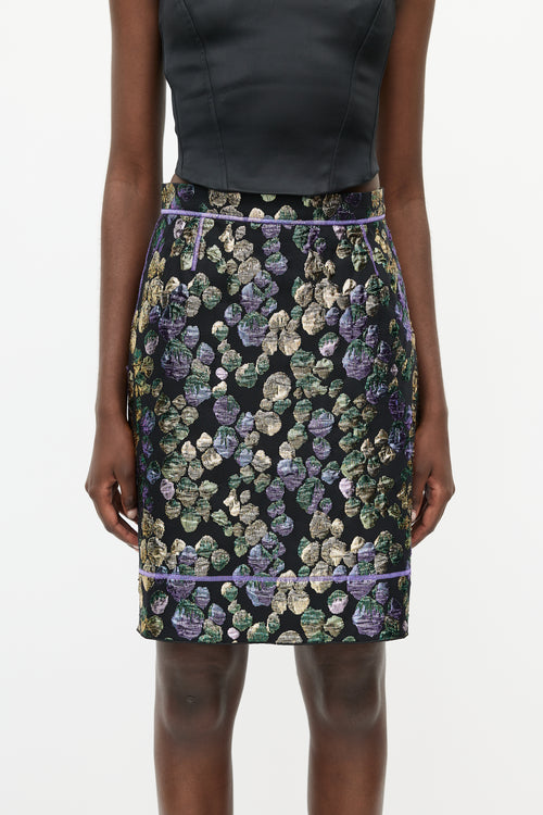 Marc Jacobs Black 
Multicolour Metallic Jacquard Skirt