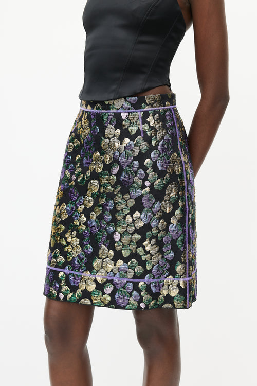 Marc Jacobs Black 
Multicolour Metallic Jacquard Skirt