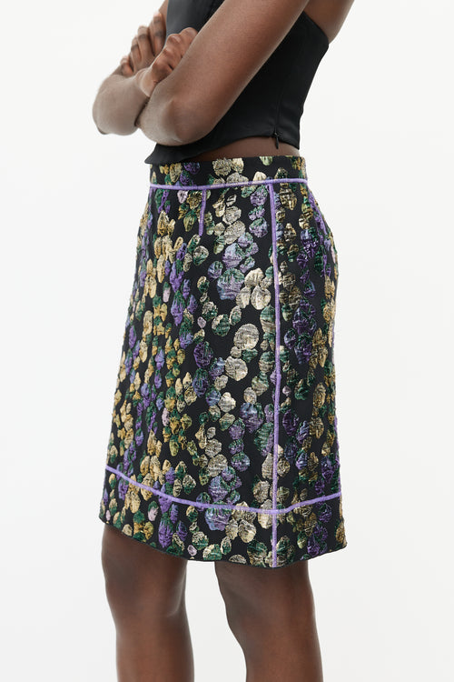 Marc Jacobs Black 
Multicolour Metallic Jacquard Skirt