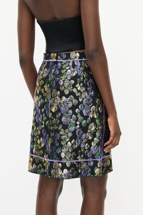 Marc Jacobs Black 
Multicolour Metallic Jacquard Skirt