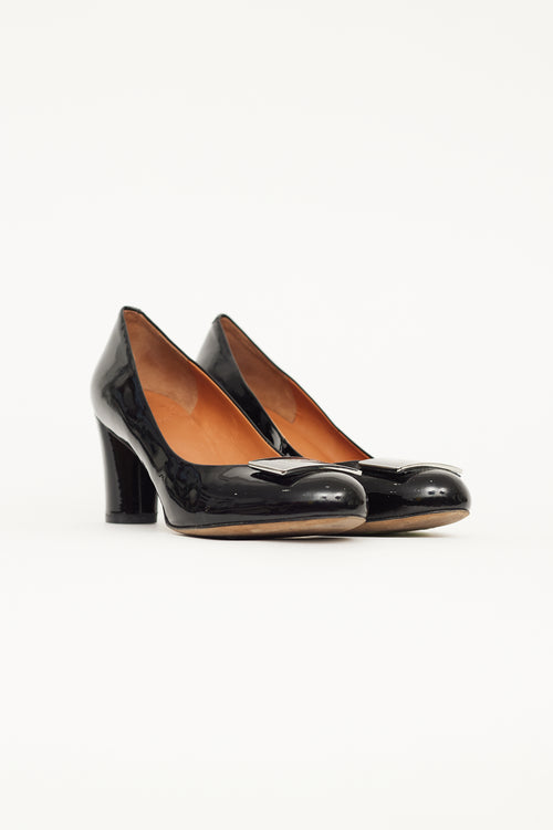 Marc by Marc Jacobs Black Patent Leather Silver Buckle Pump