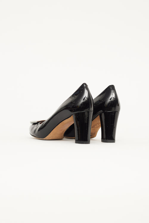 Marc by Marc Jacobs Black Patent Leather Silver Buckle Pump