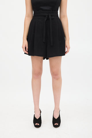 Marc Jacobs Black Pleated Belted Shorts