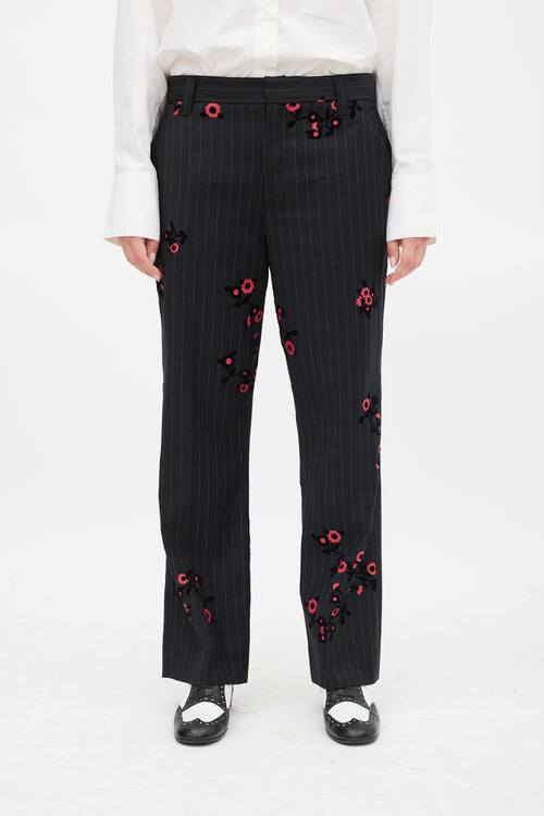 Marc Jacobs Black 
Red Striped Floral Trouser