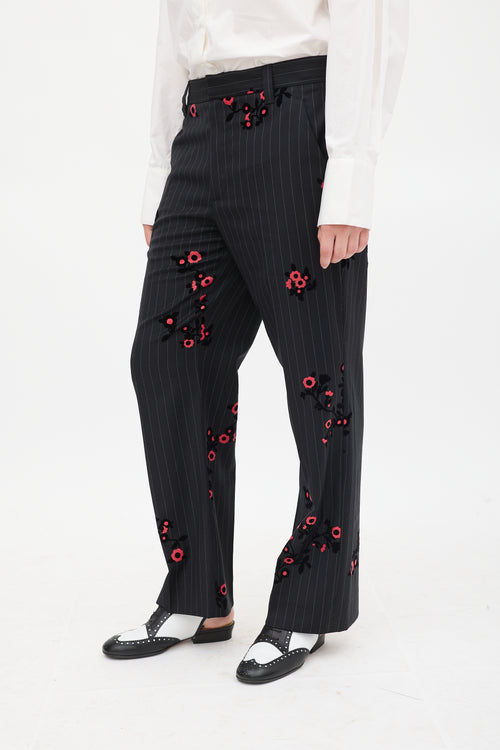 Marc Jacobs Black 
Red Striped Floral Trouser