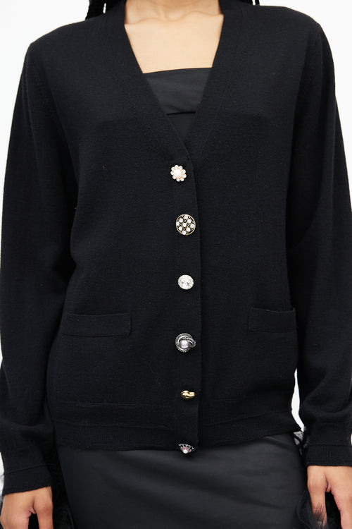 Marc Jacobs Black The Jewelled Button Cardigan