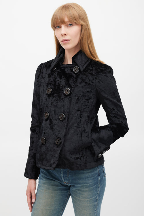 Marc Jacobs Black Velour Double Breasted Jacket