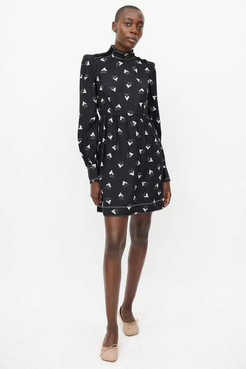 Marc Jacobs Black 
White Geometric Print Dress