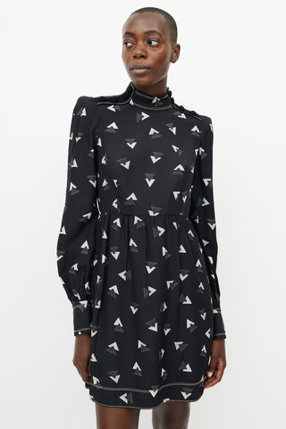 Marc Jacobs Black 
White Geometric Print Dress