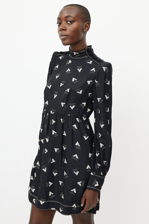 Marc Jacobs Black 
White Geometric Print Dress