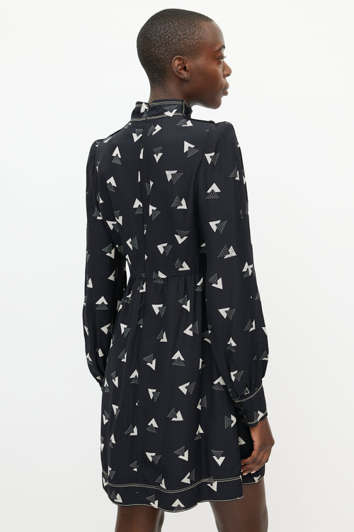 Marc Jacobs Black 
White Geometric Print Dress