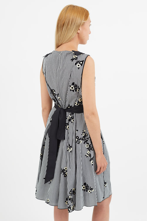 Marc Jacobs Black 
White Gingham Floral Dress