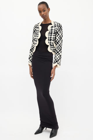 Marc Jacobs Black 
White Wool Checkered Tweed Jacket