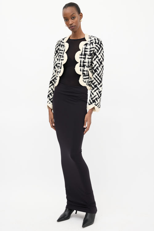 Marc Jacobs Black 
White Wool Checkered Tweed Jacket