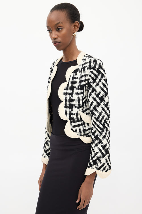 Marc Jacobs Black 
White Wool Checkered Tweed Jacket