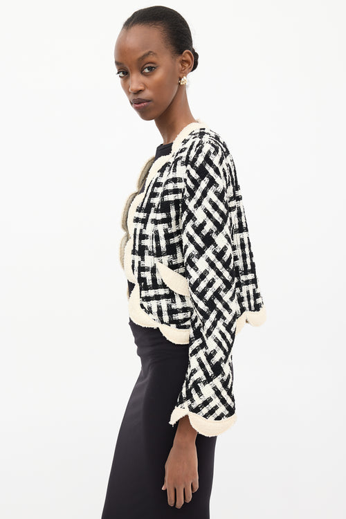 Marc Jacobs Black 
White Wool Checkered Tweed Jacket