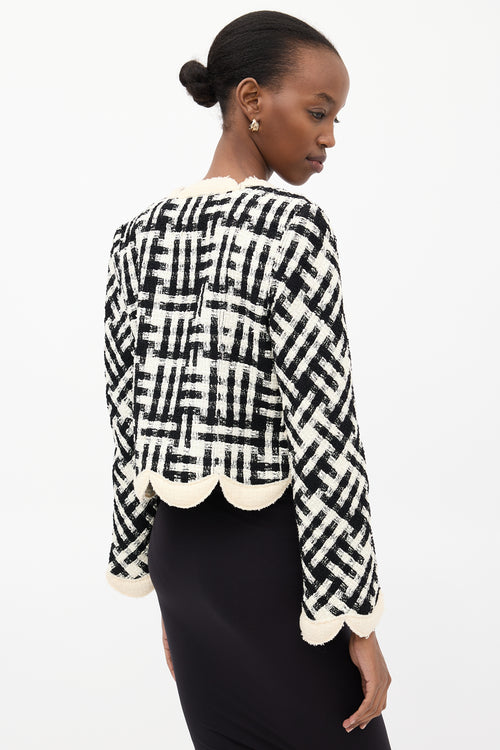 Marc Jacobs Black 
White Wool Checkered Tweed Jacket