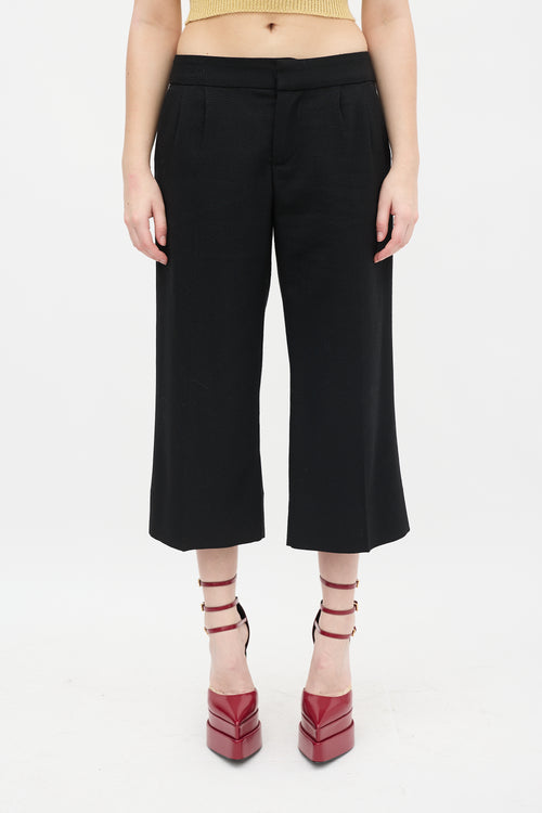 Marc Jacobs Black Wool Pleated Culottes