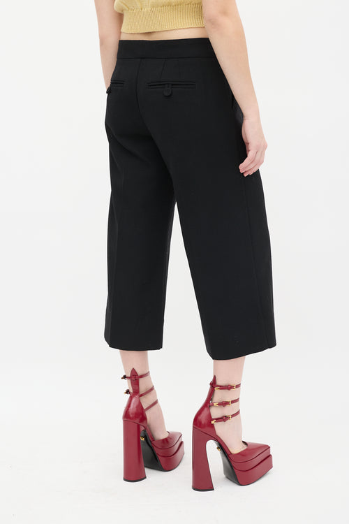 Marc Jacobs Black Wool Pleated Culottes