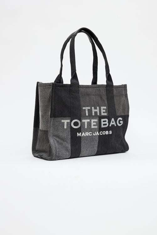 Marc Jacobs Black 
Grey Denim The Tote Bag