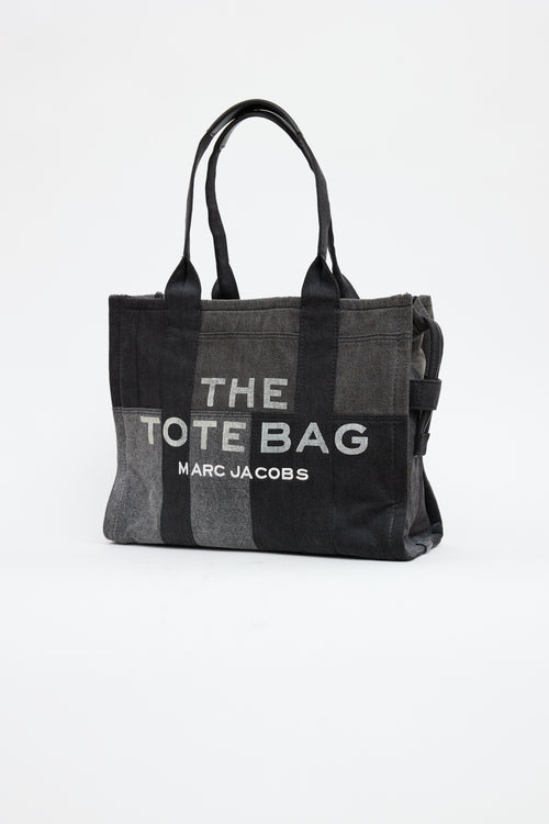 Marc Jacobs Black 
Grey Denim The Tote Bag