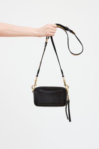 Marc Jacobs Black 
White Leather Snapshot Bag