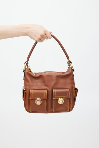 Marc Jacobs Brown 
Gold Leather Blake Cargo Bag