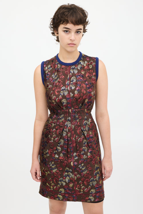 Marc Jacobs Brown 
Multicolour Metallic Jacquard Dress