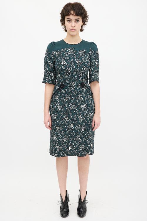 Marc Jacobs Teal 
Multi Paisley Midi Dress